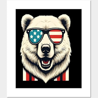 Funny polar Bear sunglasses american Funny Animal Lover Posters and Art